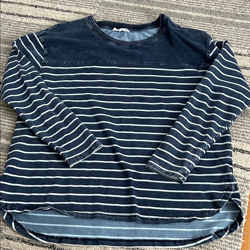 Navy Striped Womens Long Sleeve Shirt